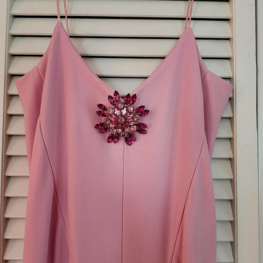 Juan Carlos Pinera Petal Pink Spring/Summer Gown with removable Crystal Brooch